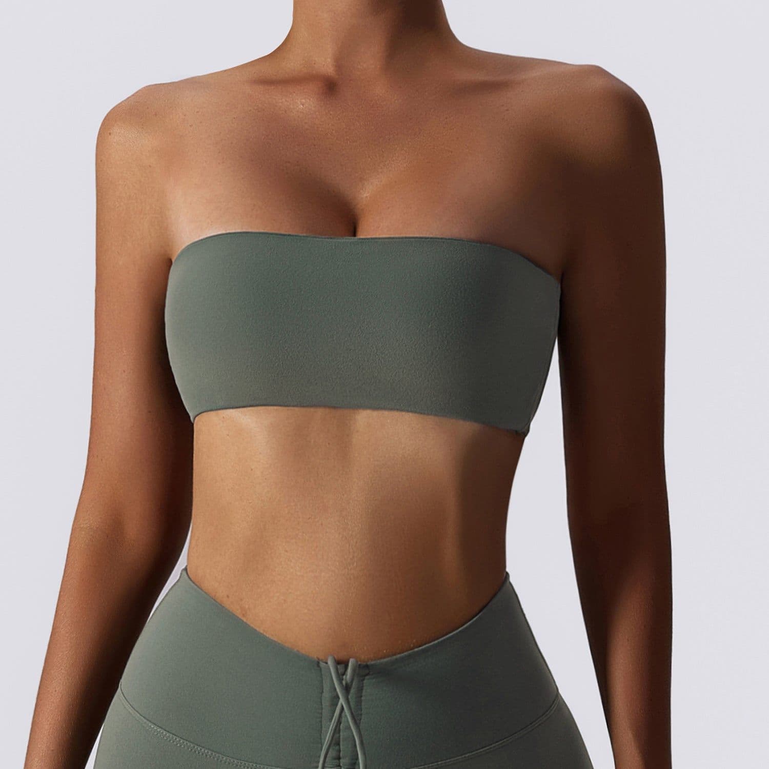 image-Strapless Sports Bra Tube Top Nylon - Nude