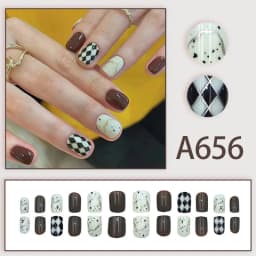 image-Autumn and winter gentle and pure desire simple style wearable manicure patches short, medium and long style white removable fake nail patches