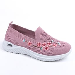 image-Women's Pink Walking Shoes - Mesh Breathable Casual Slip-Ons