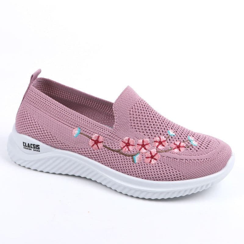 image-Women's Pink Walking Shoes - Mesh Breathable Casual Slip-Ons