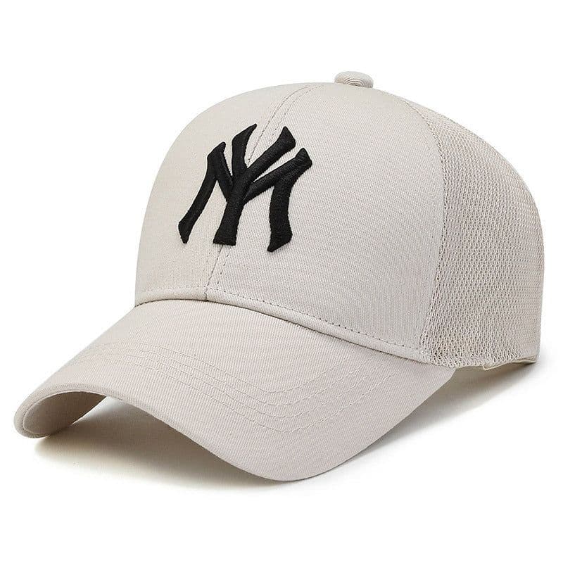 image-Men's Mesh Baseball Cap - Beige Breathable Summer Sun Hat