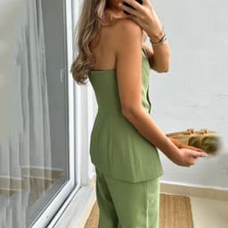 image-2023 Grey Sleeveless Women's Suit Two-Piece Set XL Elegant