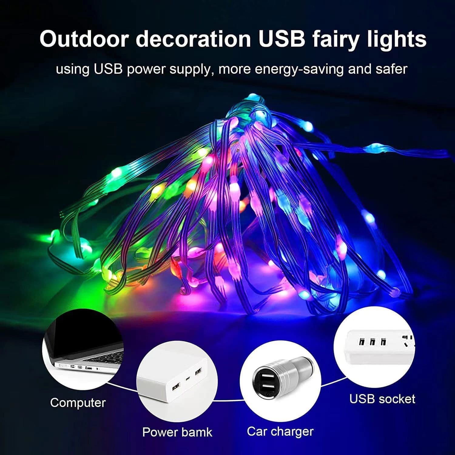 image-FX RGB LED String Lights 100LED APP Bluetooth