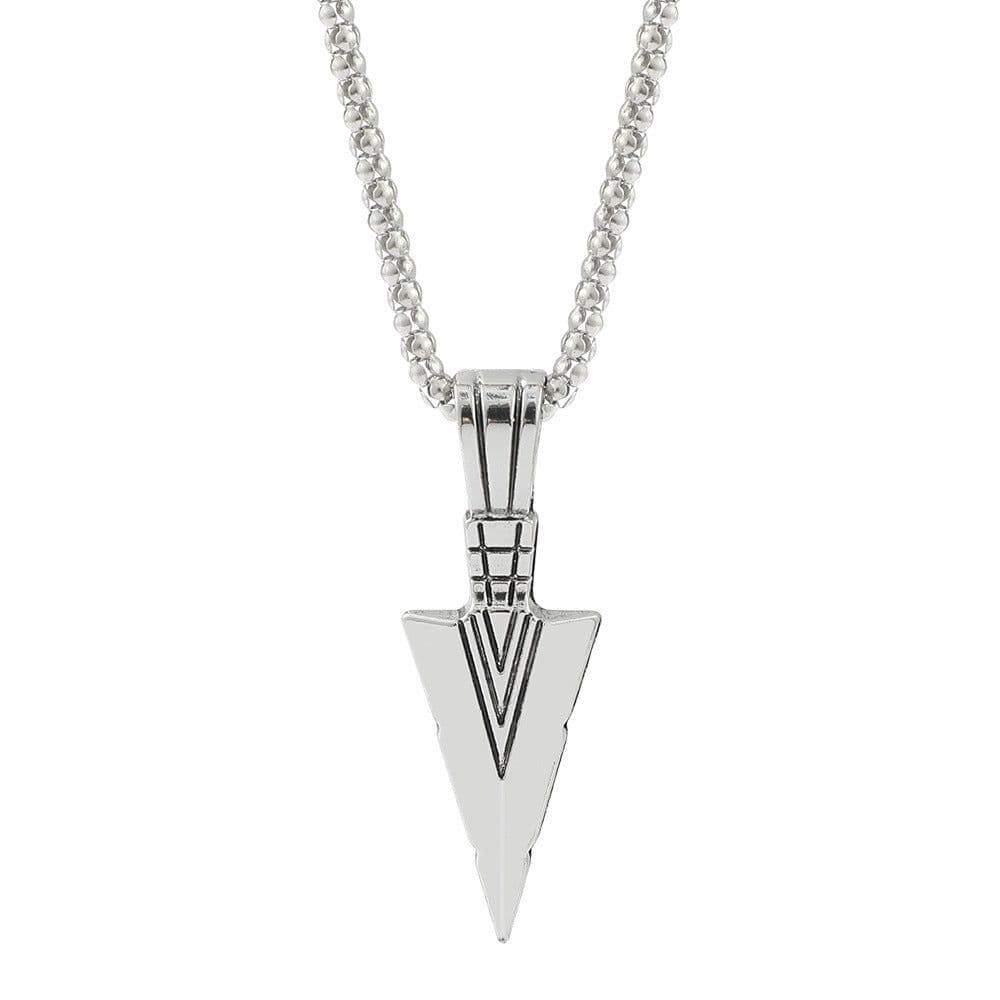 image-Cross-border European and American personality triangle spearhead men's necklace retro arrow necklace pendant jewelry accessories