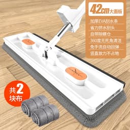 image-Zhenjia Large Flat Mop - Hand-Washable, Blue Cloth + Bucket