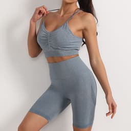 image-Yoga Suit Set - Green Spandex Leggings, Sports Bra, L Size
