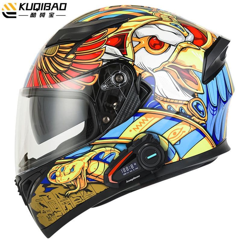 image-Coolqibao Motorcycle Full-Face Helmet Bluetooth XXL Gray