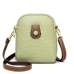 image-Women's PU Shoulder Bag - Light Green Crocodile