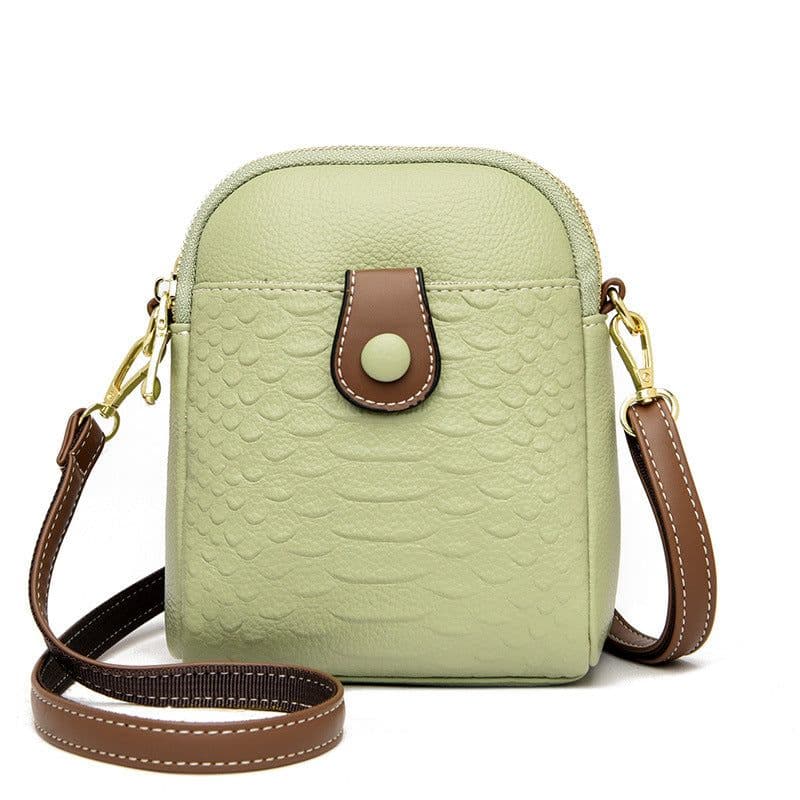image-Women's PU Shoulder Bag - Light Green Crocodile