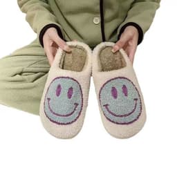 image-Women's Plush Slippers - Lightning Blue Smiley