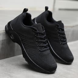 image-Bota Women's Sports Shoes - Black Mesh Lace-Up