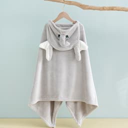 image-Bo Chuhui Long-eared Monkey Hooded Bathrobe - Purple Coral Fleece
