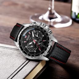image-MEGIR 30M Waterproof Men's Sports Watch - Black Dial 43mm Alloy Case
