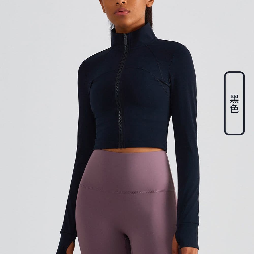 image-Women's Long Sleeve Yoga Jacket - Nylon Black