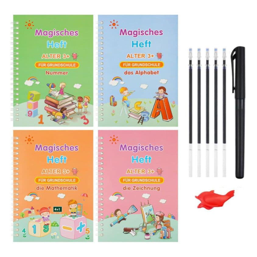 image-Fang Zhihui Arabic Copybook Set - 4 Books + Pen Holder - Multi-Language