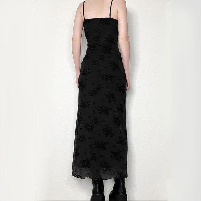 image-Cold and dirty dirty wind suspender dress female 2022 summer European and American dark printing new mid-length skirt one piece on behalf of