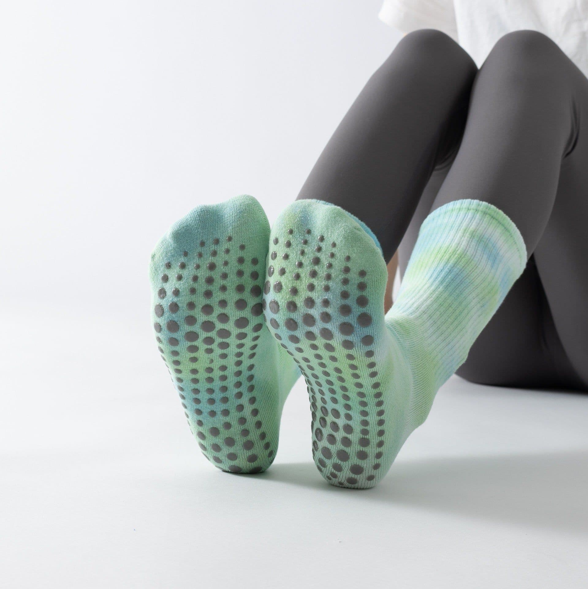 image-Yoga Pilates Socks - Non-Slip Tie-Dye Cotton High Tube