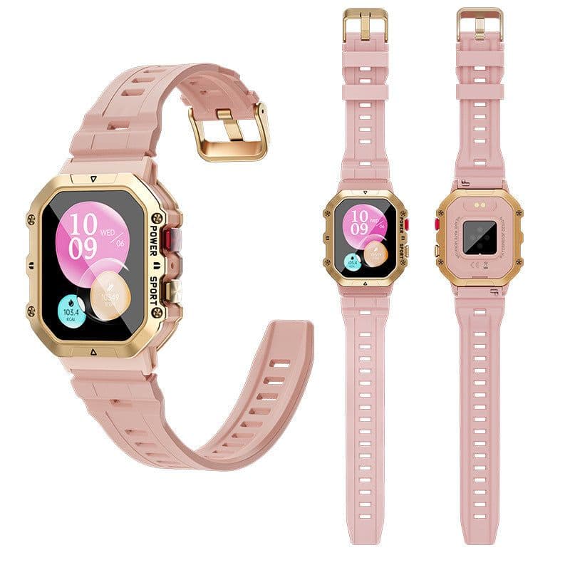 image-New W1 Smart Bracelet Watch - 1.65" Pedometer Heart Rate Monitor, Blood Oxygen, Waterproof, Pink