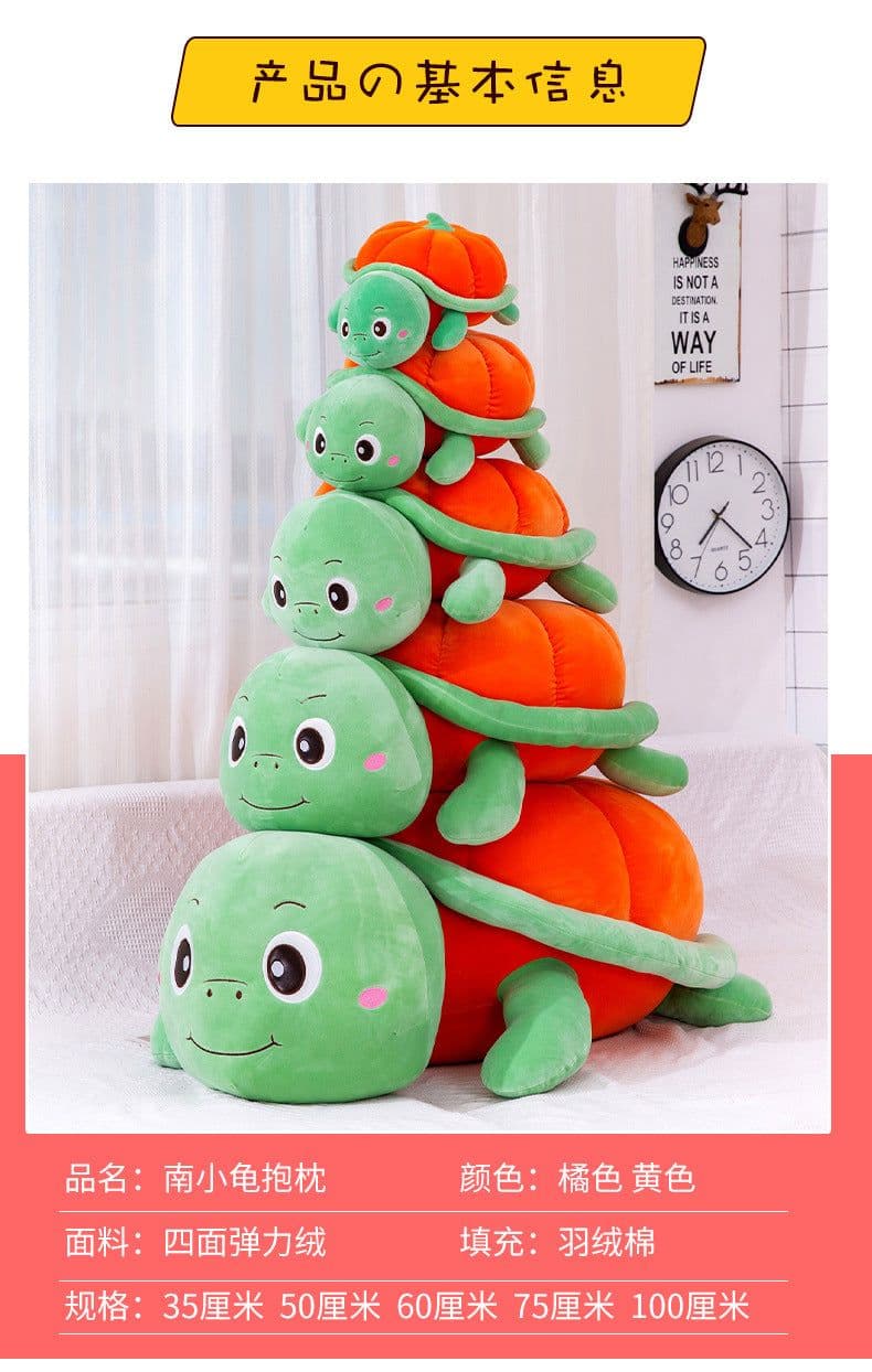 image-New Orange Tortoise Plush Toy - Cute Pumpkin Turtle Pillow for Kids