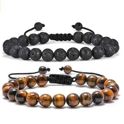 image-Cross-border Hot Selling Men's Bracelet Natural Tiger's Eye Braided Bracelet Essential Oil Aromatherapy Beads Amazon Hot Sale
