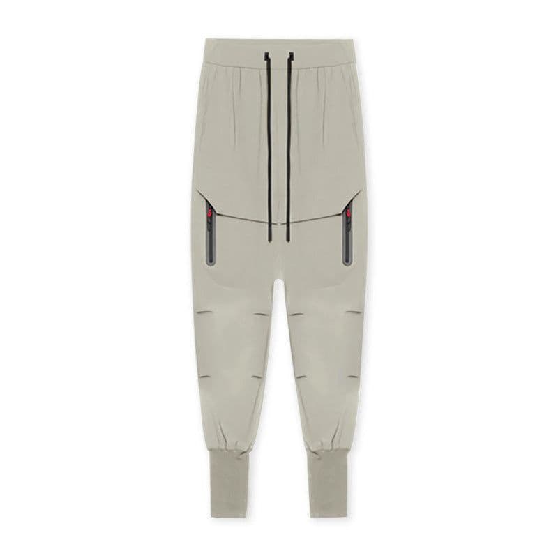 image-Men's Black Casual Sports Pants - Spring/Autumn