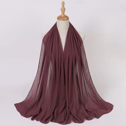 image-Weicai Chiffon Hijab Scarf - Gray Coffee 175x70cm