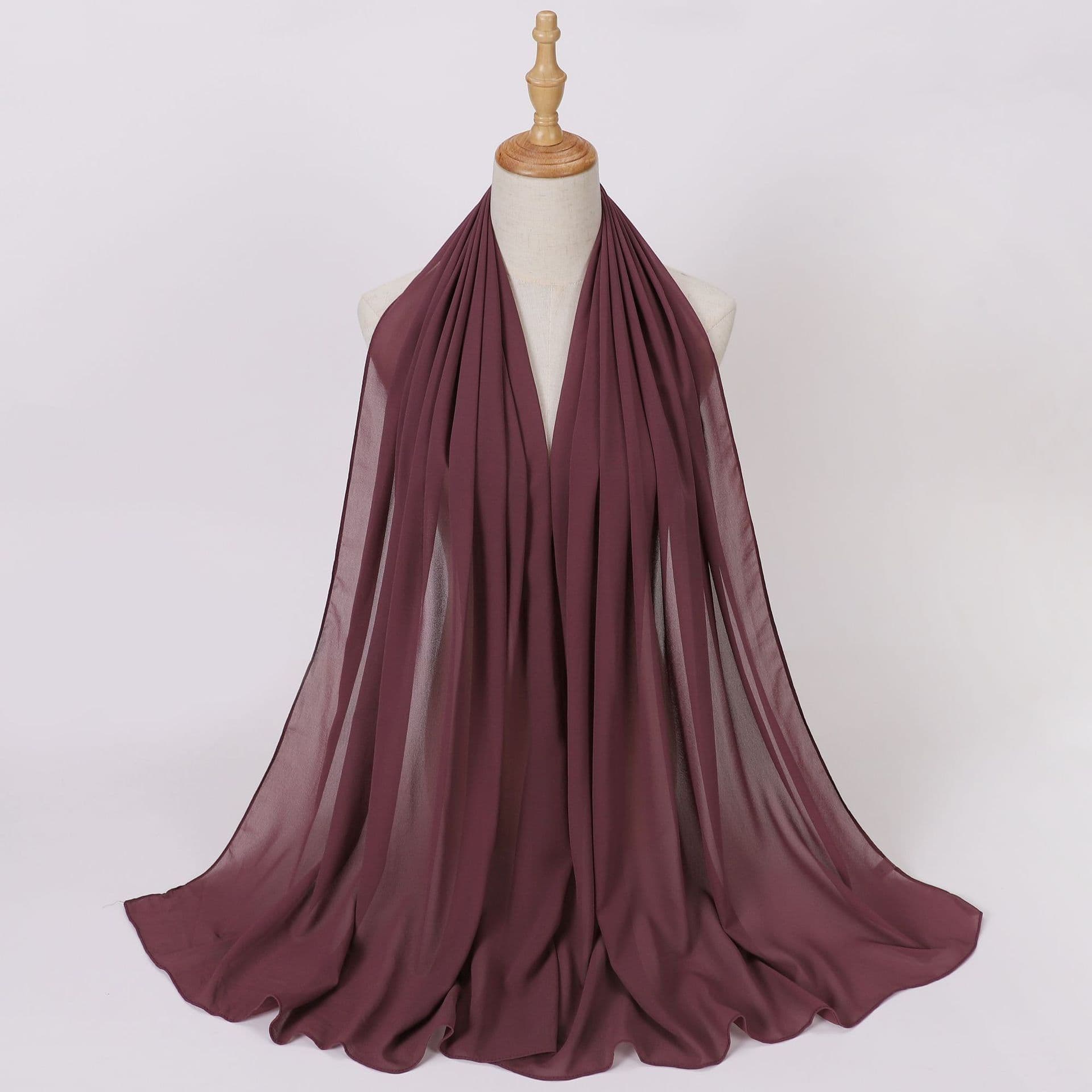 image-Weicai Chiffon Hijab Scarf - Gray Coffee 175x70cm