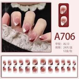 image-Autumn and winter gentle, sweet and pure desire INS style manicure wear nail polish girl whitening printed ice transparent fake nail polish
