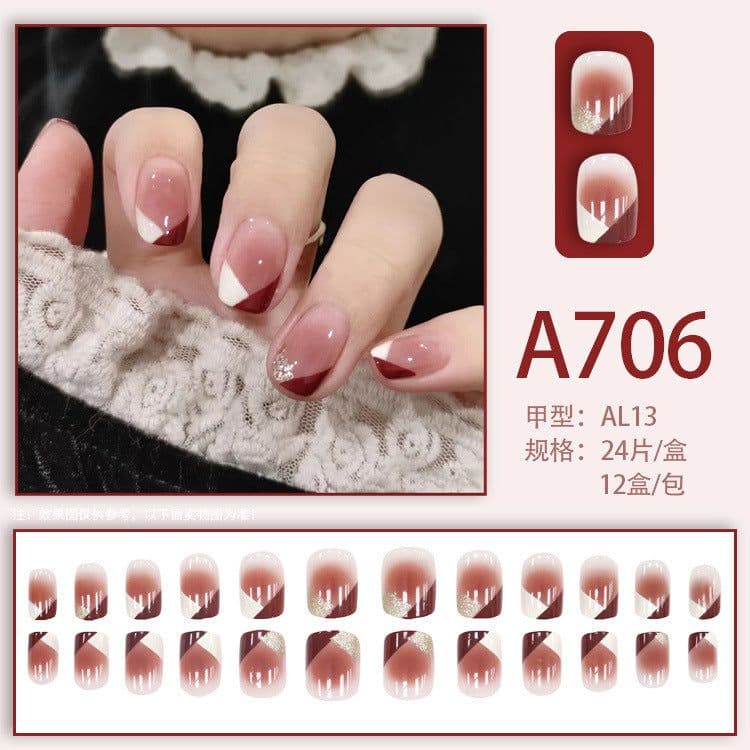 image-Autumn and winter gentle, sweet and pure desire INS style manicure wear nail polish girl whitening printed ice transparent fake nail polish