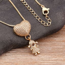 image-Children's Number Pendant Necklace - 18k Gold Plated Copper