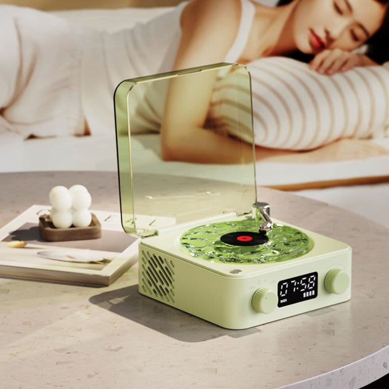 image-KAWOO Bluetooth Speaker - White Noise, Clock, Ambient Light, Desktop Wireless Retro
