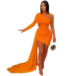 image-77520 Cross-border Independent Station European and American Women's Fashion Casual Stitching Mesh Mopping Dress