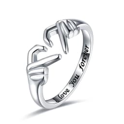 image-Heart Couple Ring Adjustable Silver Alloy