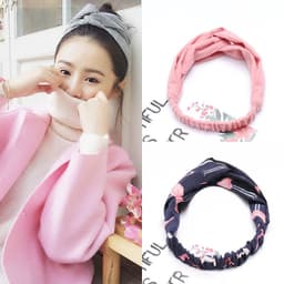 image-Korean spring and summer cross elastic headband chiffon silk headband ladies headband hair accessories sports face wash headwear wholesale