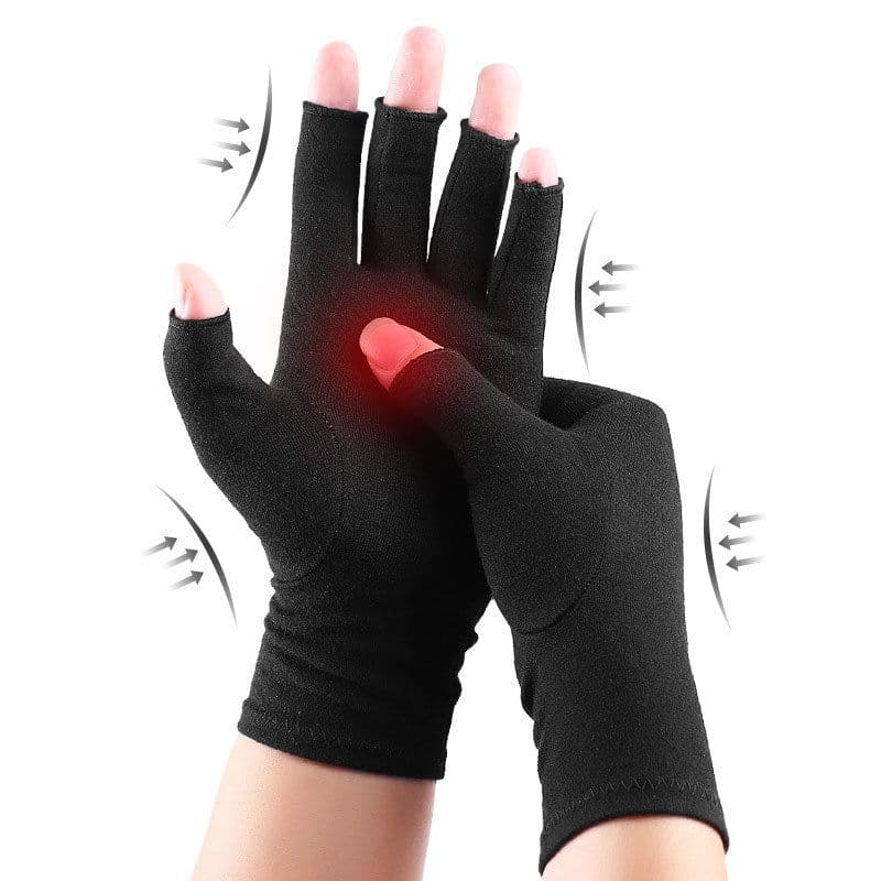 image-Cotton Polyester Half-Finger Cycling Gloves Grey L