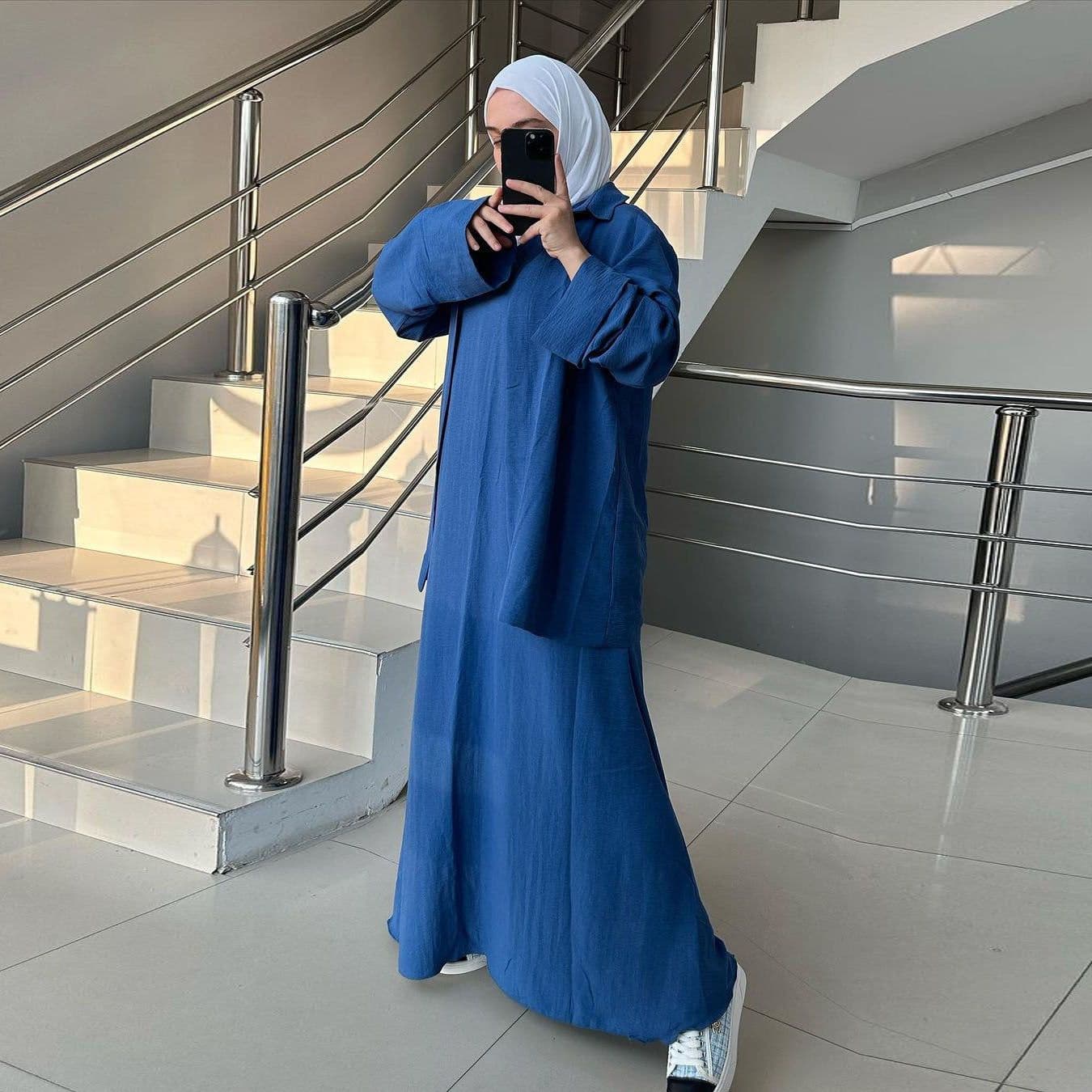 image-Middle Eastern Elegant Loose Dress - Spring 2024 Long Sleeve Skirt XXL