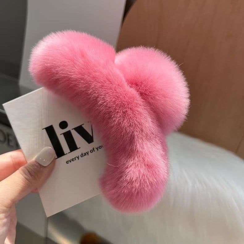 image-Rex Rabbit Fur Hair Clip - Moss Green XL 15cm Plush