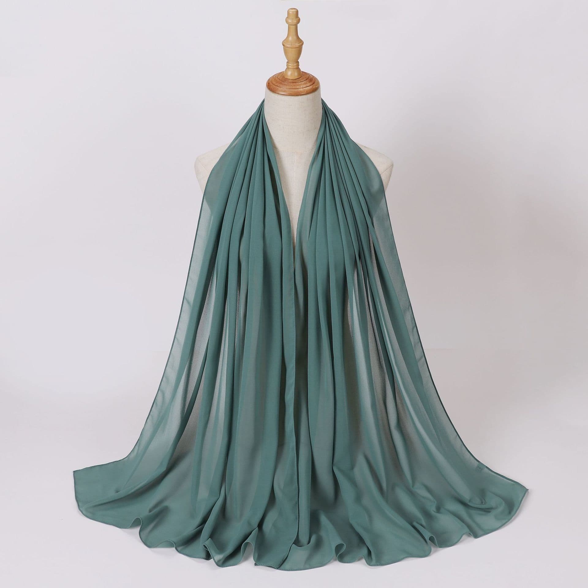 image-Weicai Chiffon Hijab Scarf - Gray Coffee 175x70cm