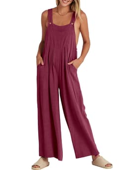 image-Women's Sleeveless Jumpsuit - Dark Brown Polyester 5XL