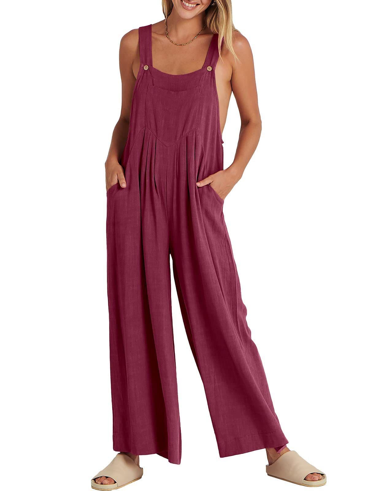image-Women's Sleeveless Jumpsuit - Dark Brown Polyester 5XL