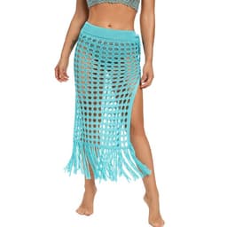 image-Tidal Beach Skirt - Khaki XS Hollow Knit