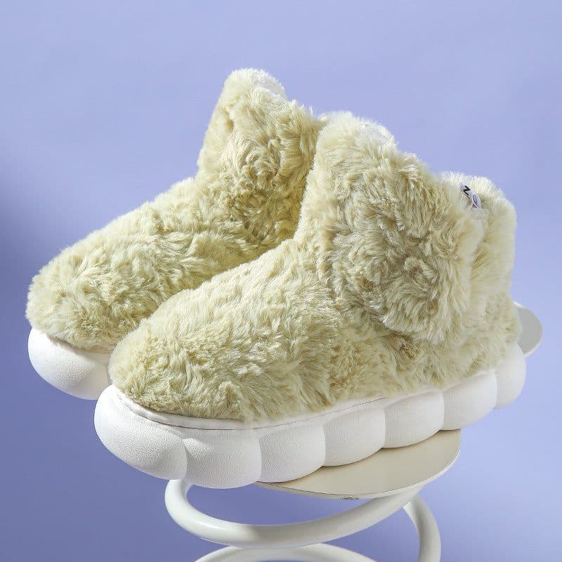 image-Cotton Slippers Women's - Light Green 4cm Heel