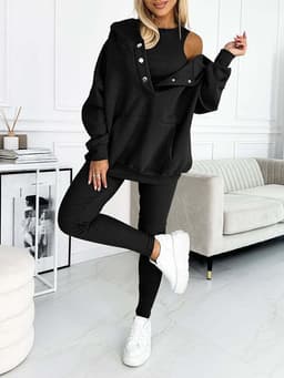 image-Women's 2024 Slim Hooded Sweatshirt Three-Piece Set