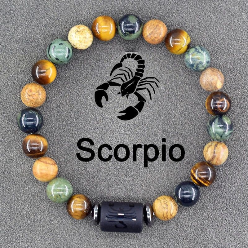 image-Tiger Eye Stone Zodiac Bracelet - Natural Stone Beaded