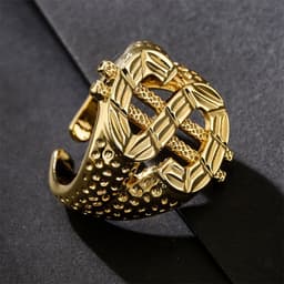 image-Men's Dollar Symbol Ring Gold Alloy - Fall 2022 Trend