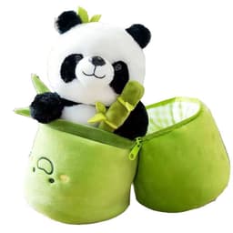 image-Net red bamboo tube panda holding bamboo children's gift cute national treasure giant panda doll small bamboo doll birthday gift