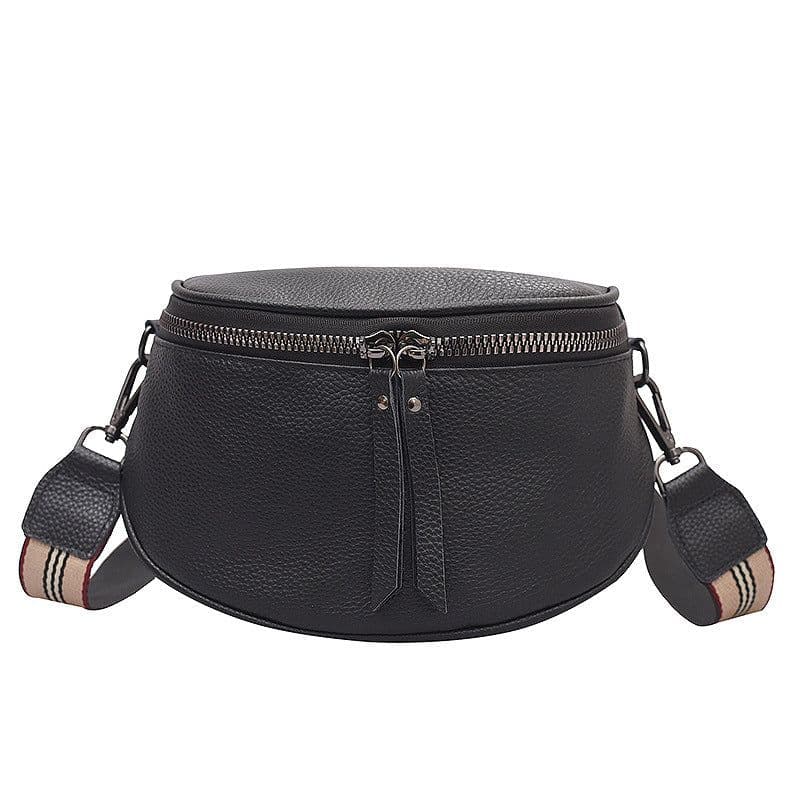 image-2022 Internet celebrity new trendy leather shoulder Messenger bag women's fashion all-match foreign style half-round saddle bag soft leather handbag