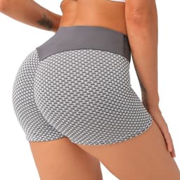 image-LJQ Women's High Waist Yoga Shorts - Peach