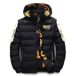 image-Men's Winter Cotton Puffer Jacket - Black Hooded 5XL