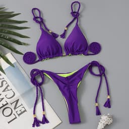 image-2022 New Backless Braided Rope Bikini Triangle Swimsuit European and American Multicolor Swimwear Spot Factory Wholesale